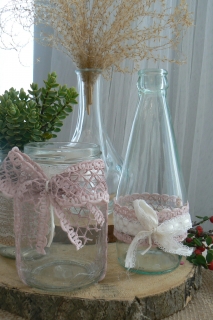 Ozdobené sklenice, starorůžová (PŮJČOVNÉ)